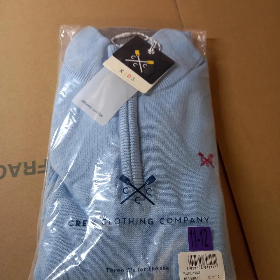 CREW COMPANY CLOTHING HALF ZIP KNIT JUMPER - SIZE 11-12 YEARS 