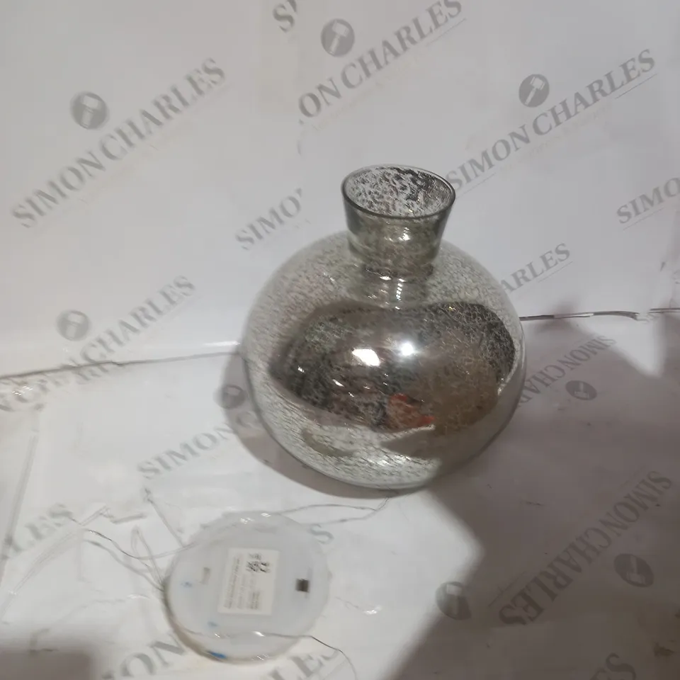 BOXED ALISON CORK PRELIT MERCURY GLASS VASE - SILVER