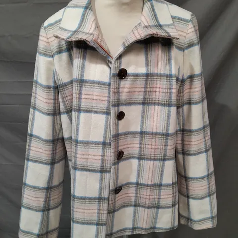 LAND ENDS BUTTON FRONT CHECK SHIRT - UK 14/16