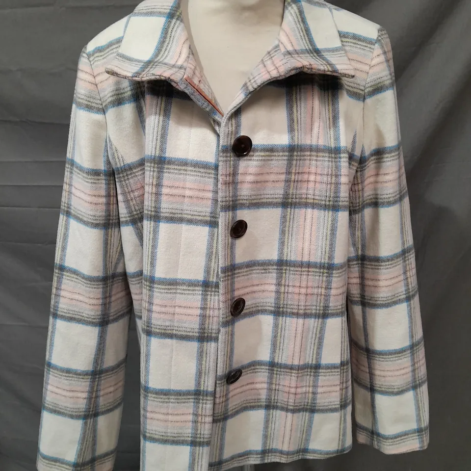 LAND ENDS BUTTON FRONT CHECK SHIRT - UK 14/16