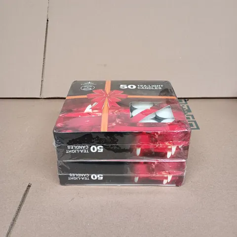 TEA-LIGHT CANDLES – 2 X 50-CANDLE BOXES (SEALED)