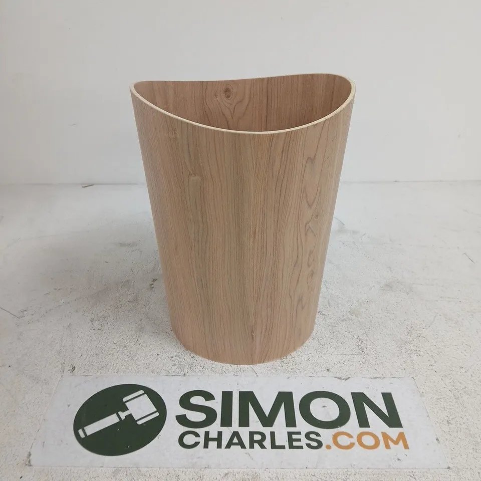 WOODEN SHAPED TRASH CAN 