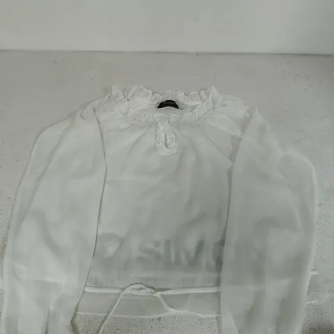 Aniston White Blouse with Frill Collar size 8