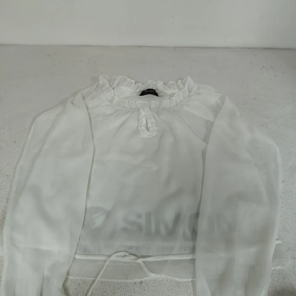 Aniston White Blouse with Frill Collar size 8