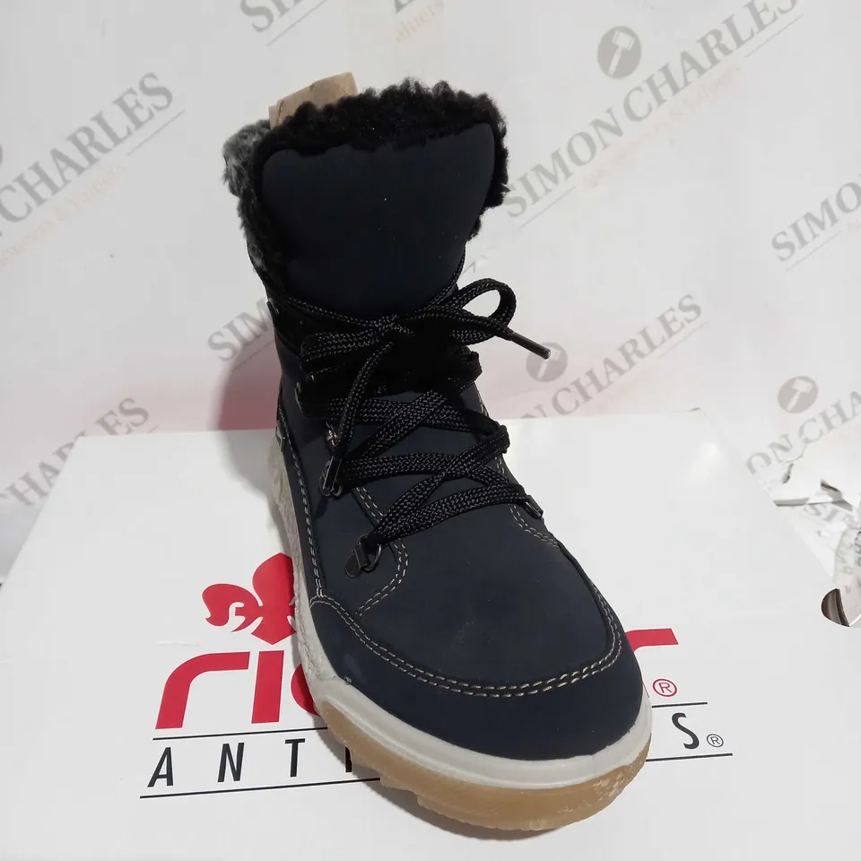 BOXED RIEKER WATER RESISTANT HIKER BOOTS, NAVY - SIZE 3.5