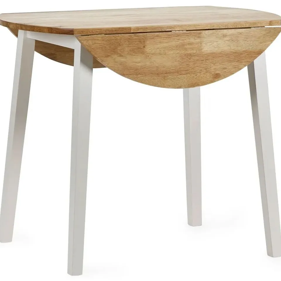 BOXED JULIAN BOWEN LINWOOD ROUND DROPLEAF TABLE - NATURAL/WHITE (1 BOX)