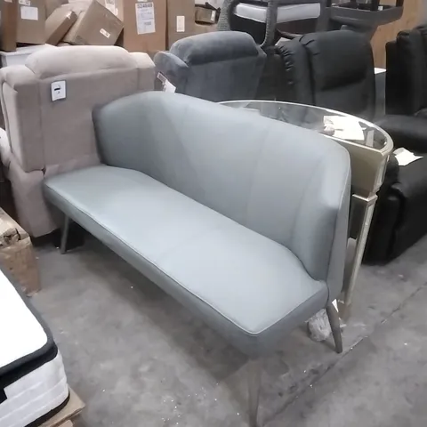 MELLOW MID-GREY FAUX LEATHER 3-SEATER DINING BENCH WITH A BACKREST