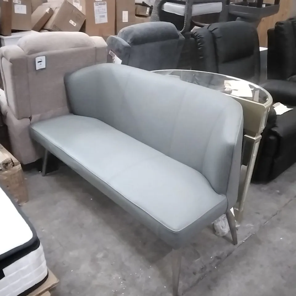 MELLOW MID-GREY FAUX LEATHER 3-SEATER DINING BENCH WITH A BACKREST