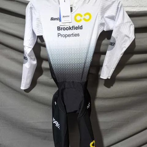 SANTINI MENS C3 SEAT PAD CYCLING SPEED SUIT IN WHITE MULTI SIZE - UK L