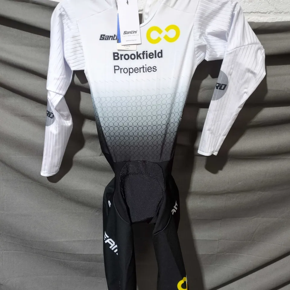 SANTINI MENS C3 SEAT PAD CYCLING SPEED SUIT IN WHITE MULTI SIZE - UK L