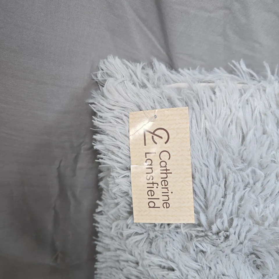 CATHERINE LANSFIELD GREY SHAGGY CUSHION