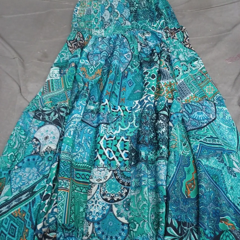 CHILLI & CHARM TIERED HALTER NECK DRESS - BLUE, UK SIZE ONE