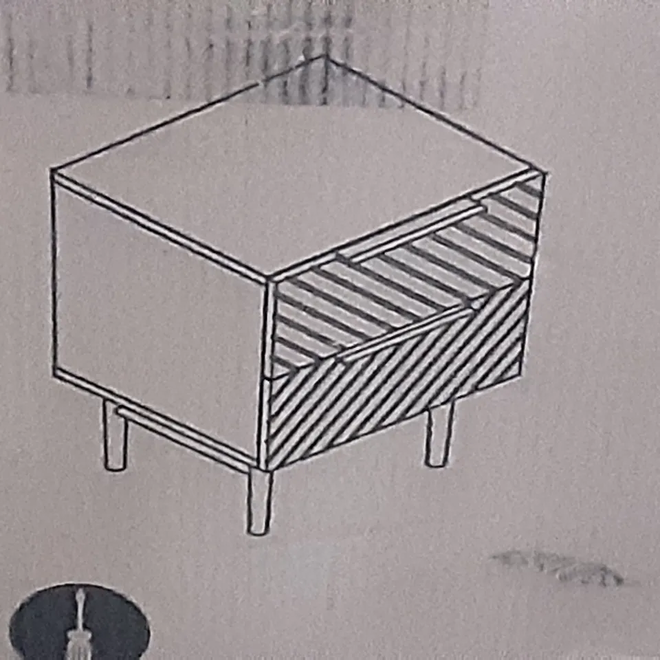 BOXED MAURICE BEDSIDE TABLE IN GREY , H53 X W40 X DE5CM 