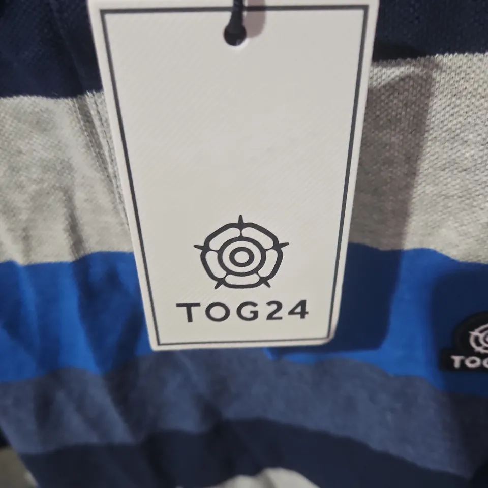 TOG24 STRIPED POLO SHIRT – NAVY, BLUE & GREY – UK L