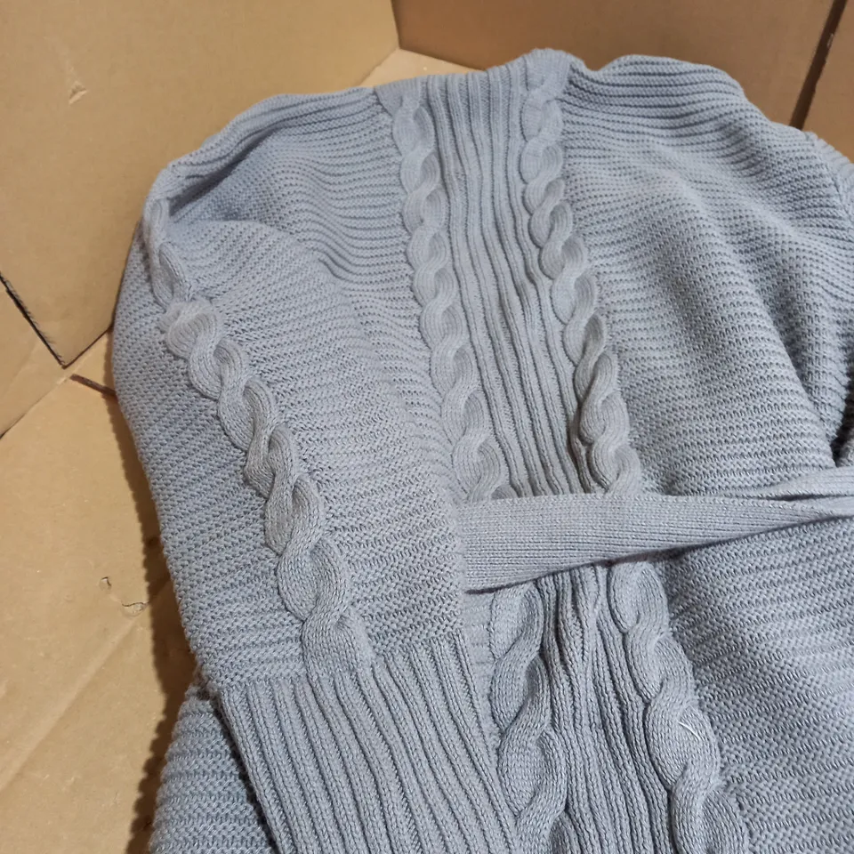 RUTH LANGSFORD CHUNKY KNIT GREY WRAP CARDIGAN UK LARGE 