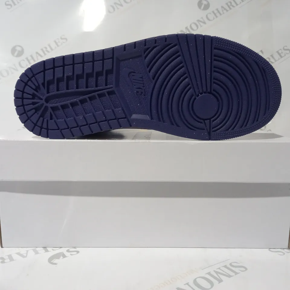 BOXED PAIR OF NIKE AIR JORDAN 1 MID SHOES IN PURPLE UK SIZE 6