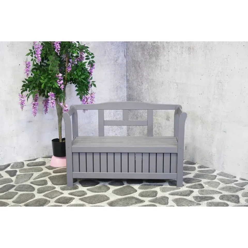 BOXED FAZIO WOODEN BENCH - GREY (1 BOX)