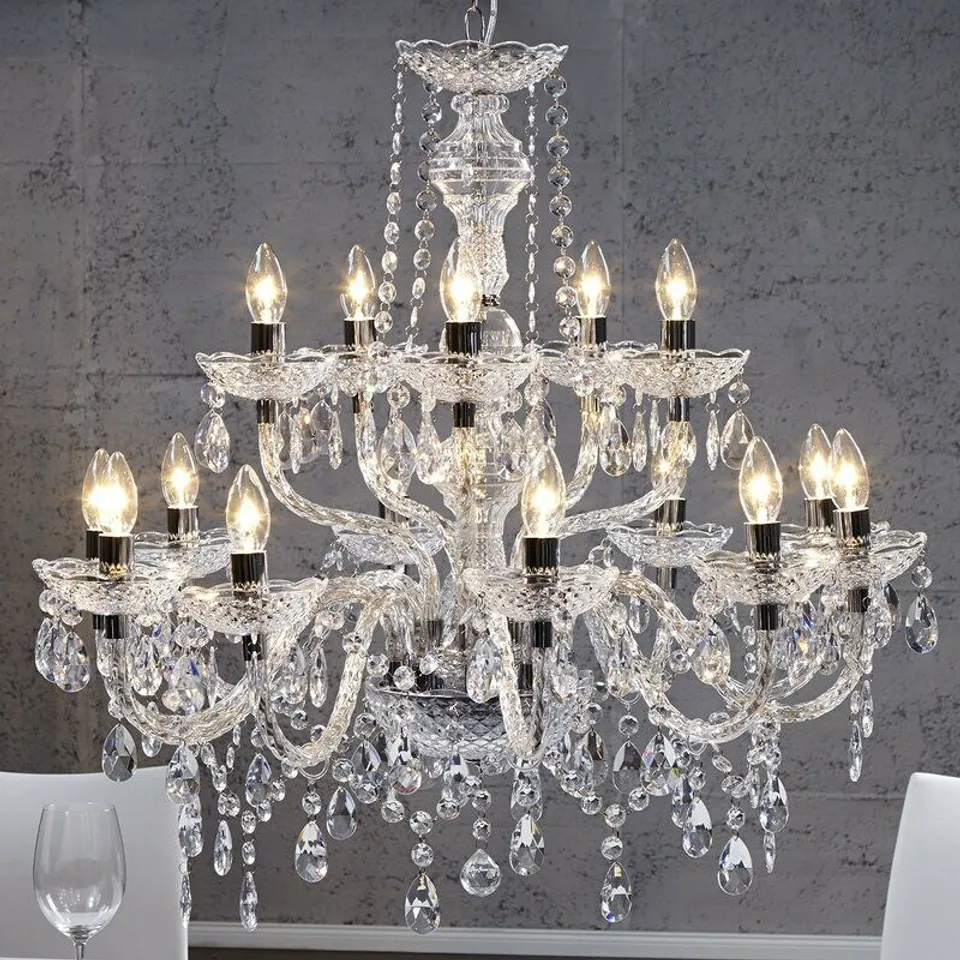 BOXED 15 LIGHT CHANDELIER - TRANSLUCENT