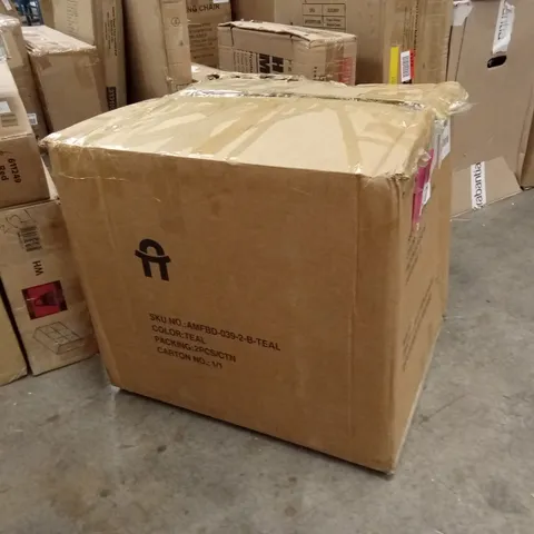 BOXED SET OF 2 DESIGNER DINING CHAIRS - TEAL (1 BOX)