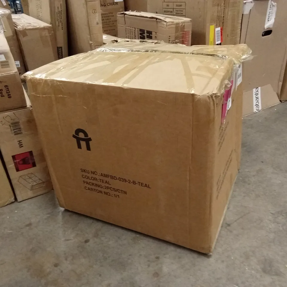 BOXED SET OF 2 DESIGNER DINING CHAIRS - TEAL (1 BOX)