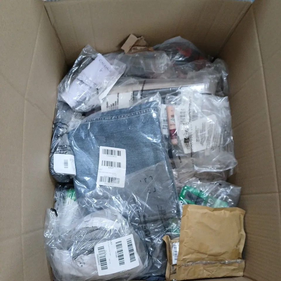 BOX OF APPROX 10 ASSORTED ITEMS TO INCLUDE CLOTHING ITEMS, HEALTH AND BEAUTY PRODUCTS AND CAMERA