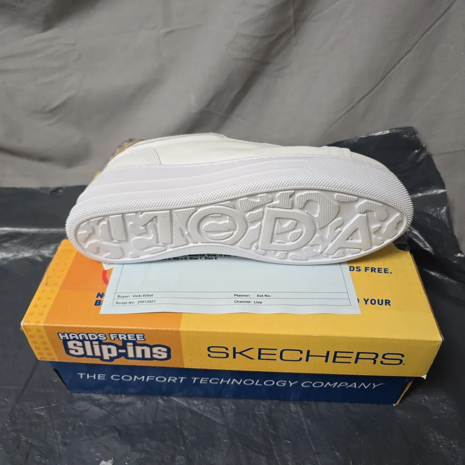 MODA IN PELLE WHITE LEATHER SNEAKERS, LEOPARD PRINT HEEL – BOXED SIZE 40