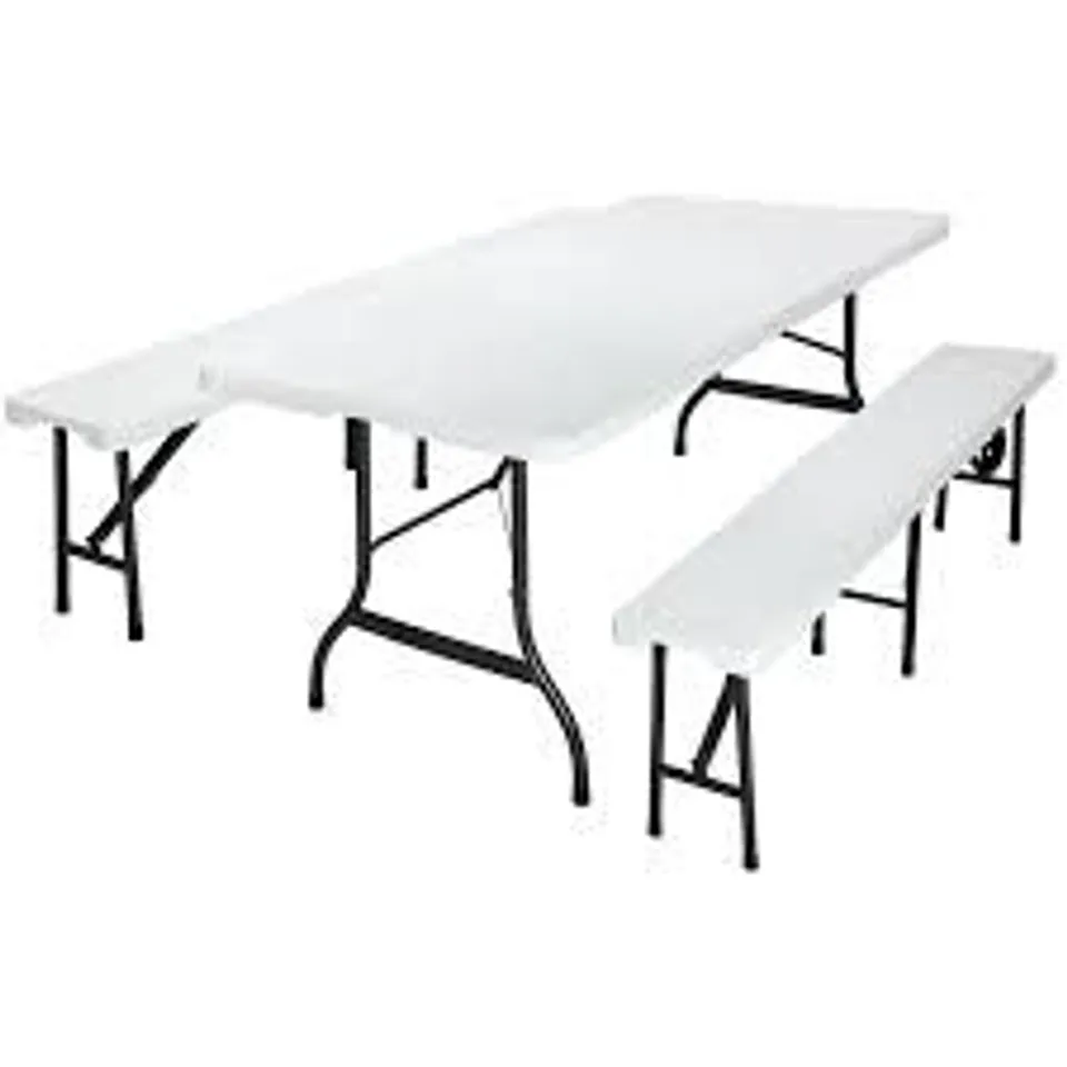 BOXED 6FT FOLDING BENCH SET WHITE 