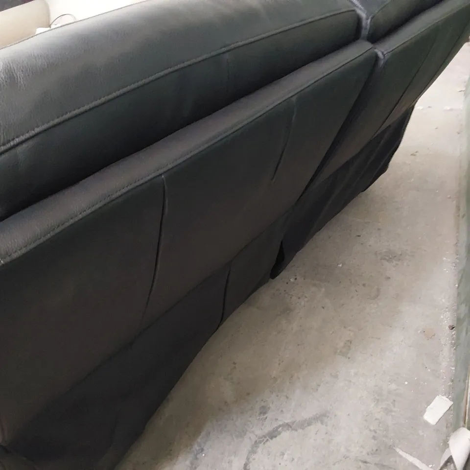 DESIGNER MANUAL RECLINING THREE SEATER SOFA BLACK LEATHER 