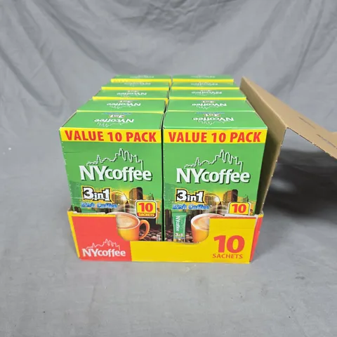 LOT OF 10 10-SACHET PACKS OF NYCOFFEE 3IN1 - IRISH COFFEE