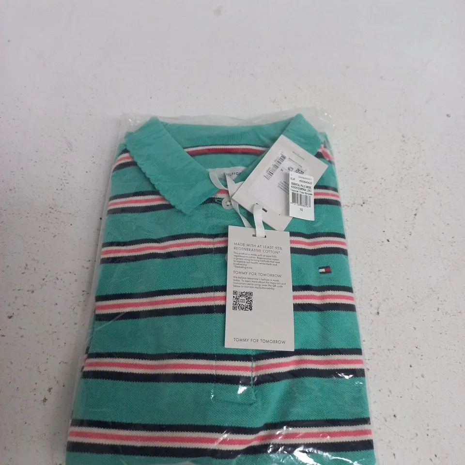 TOMMY FOR TOMORROW ESSENTIAL POLO DRESS – TROPICAL STRIPES (UK 10)
