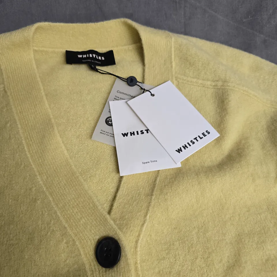 WHISTLES WOOL MIX POCKET CARDIGAN IN YELLOW - M