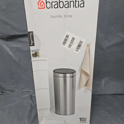 BOXED BRABANTIA 30-LITRE TOUCH BIN IN CONFIDENT GREY