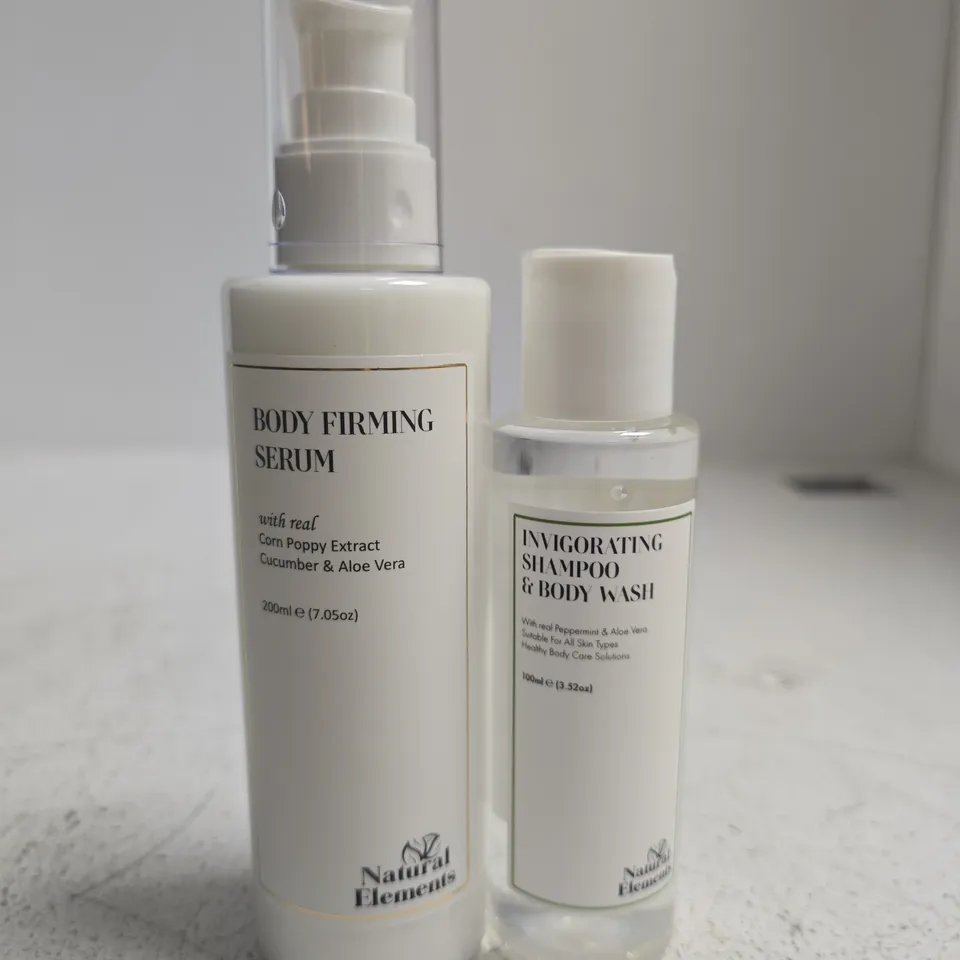NATURAL ELEMENTS BODY FIRMING SERUM (200ML) + INVIGORATING SHAMPOO & BODY WASH (100ML)