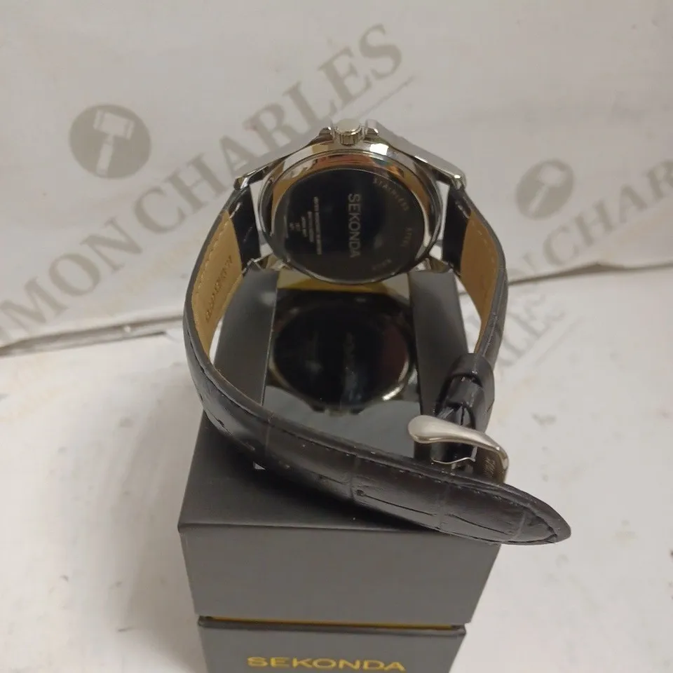 BOXED SEKONDA GENTS WATCH WITH GENUINE LEATHER - JAPAN MOVEMENT - 5ATM. 