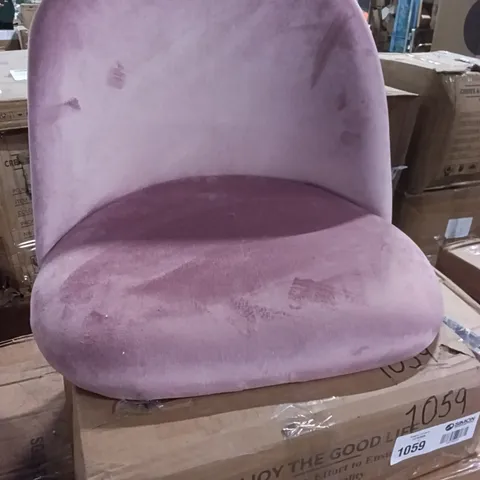 BOXED SET OF 2 PINK VELVET DINING CHAIRS
