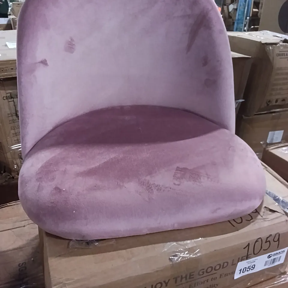 BOXED SET OF 2 PINK VELVET DINING CHAIRS
