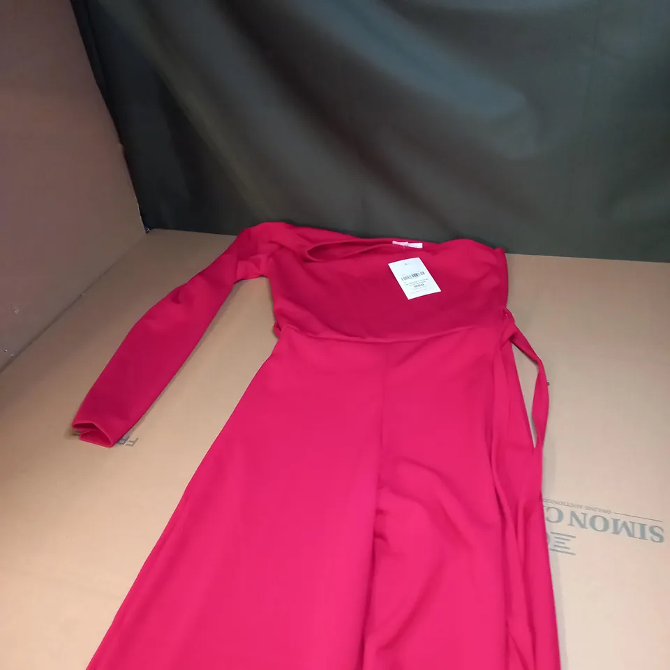 WOMENS RED BELTED ONE SHOULDER JUMPSUIT SIZE 10