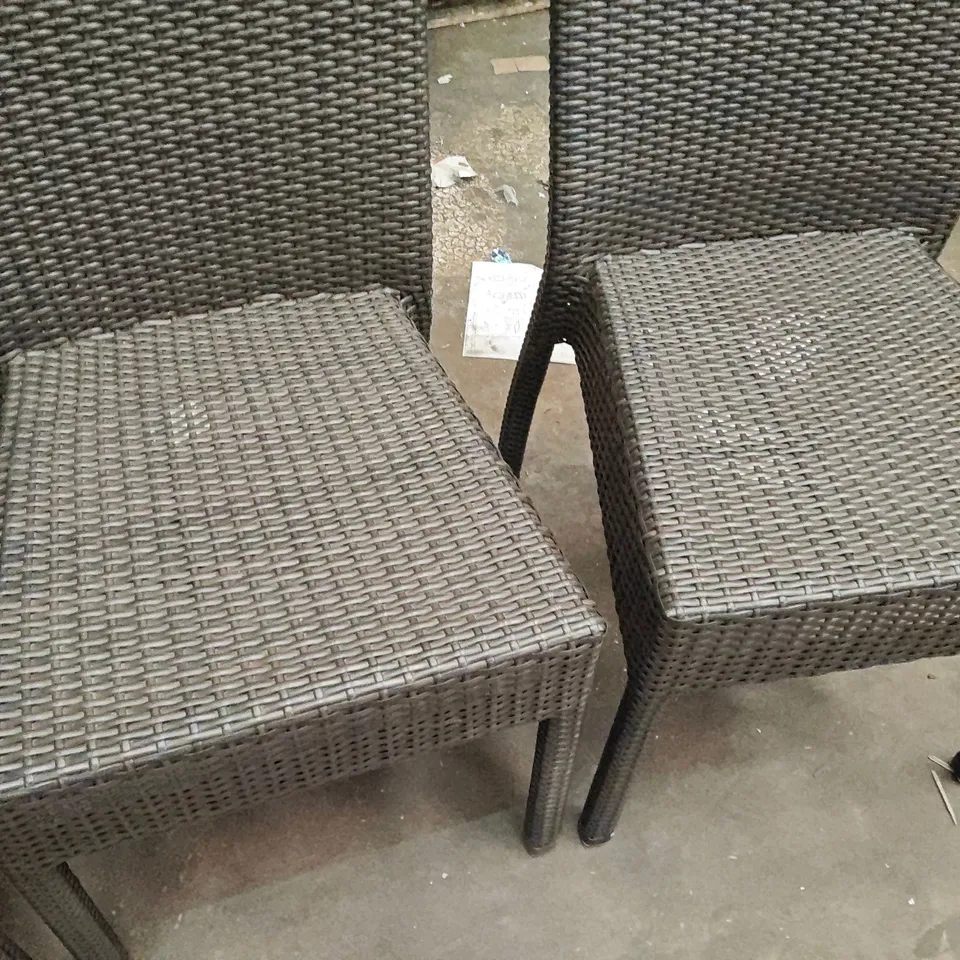 SET OF 5 DARK BROWN RATTAN OUTDOOR CHAIRS