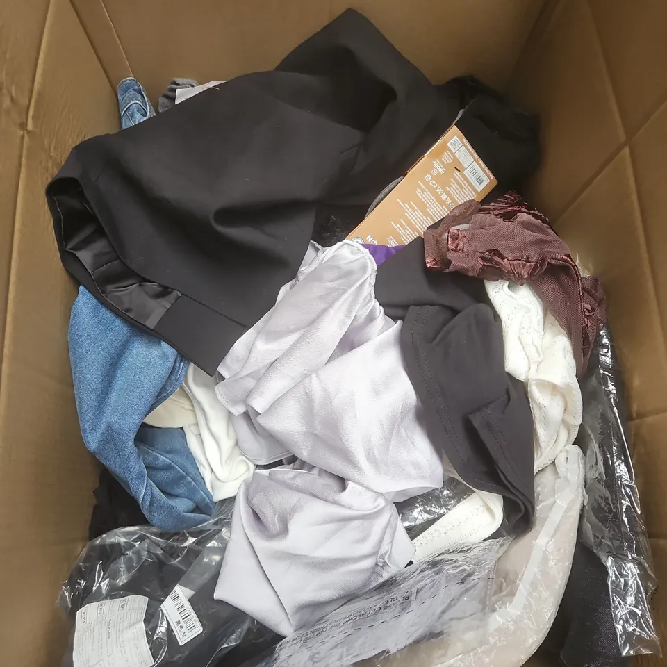 APPROXIMATELY 20 ASSORTED CLOTHING PRODUCTS IN VARIOUS STYLES & SIZES TO INCLUDE PANTS, T-SHIRTS, DRESSES ETC