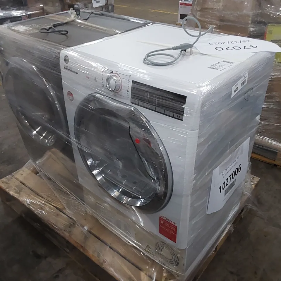 CANDY SMART PRO CSO14103TWCGE FREE STANDING WASHING MACHINE AND HOOVER H-DRY 300 HEAT PUMP TUMBLE DRYER WHITE