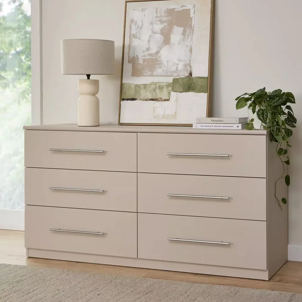 BOXED CAMBERLEY 3+3 DRAWER CHEST - LIGHT OAK EFFECT (1 BOX)