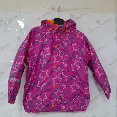 CARETEC GIRLS WATERPROOF FLEECE LINED HOODED JACKET IN PINK STARS SIZE 3YRS