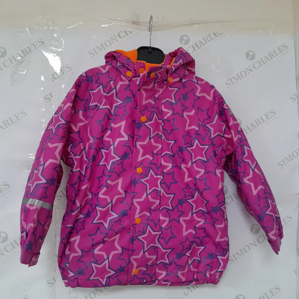 CARETEC GIRLS WATERPROOF FLEECE LINED HOODED JACKET IN PINK STARS SIZE 3YRS