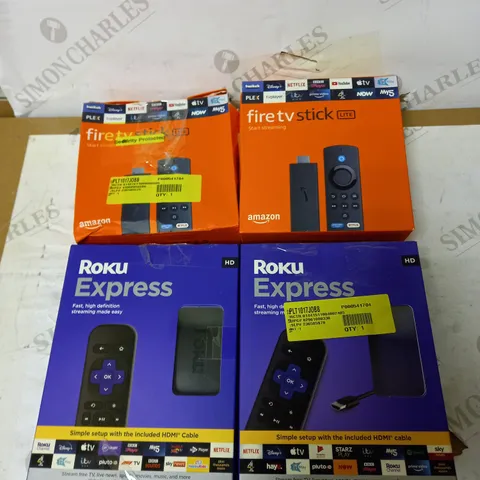 LOT OF 4 STREAMING STICKS TO INCLUDE AMAZON FIRE AND ROKU EXPRESS