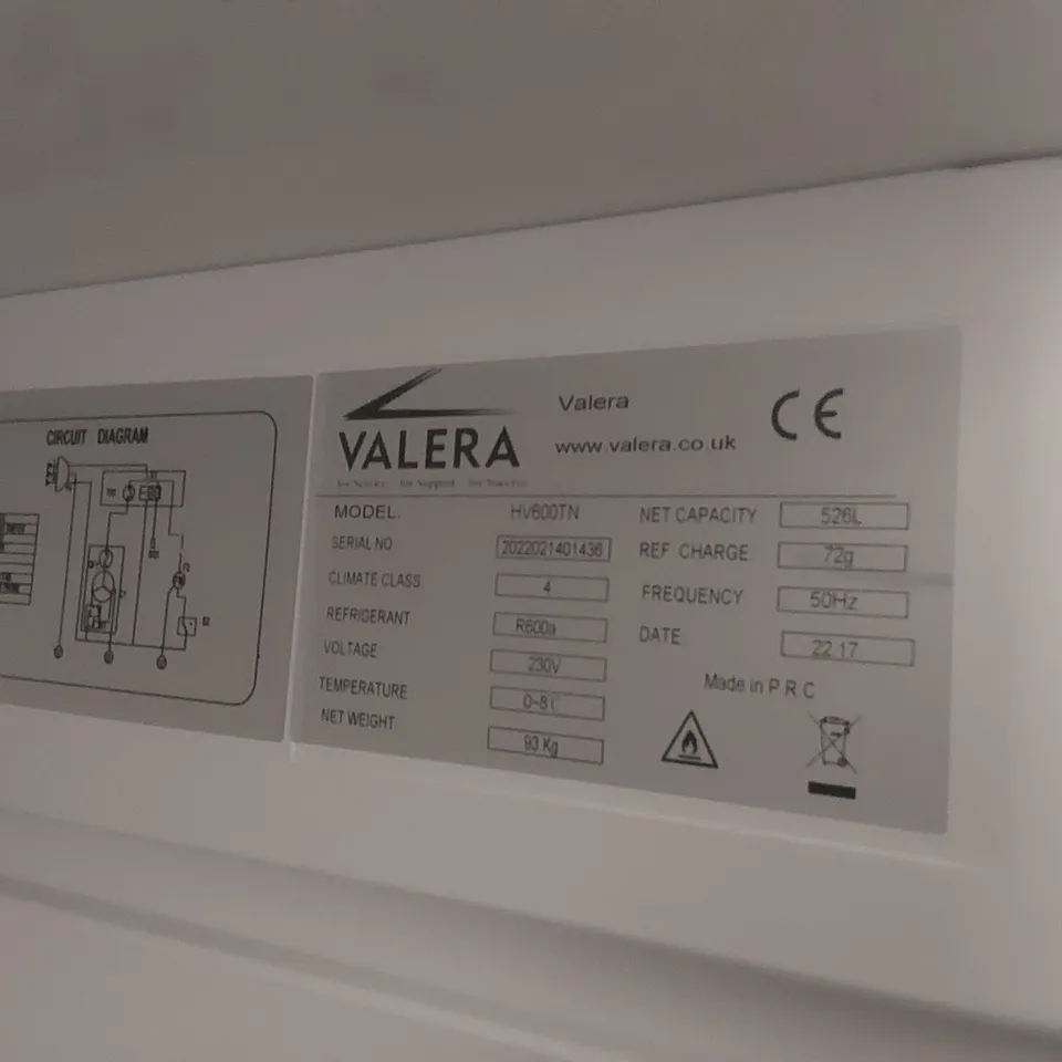 VALERA HV600TN COMMERCIAL UPRIGHT STORAGE FRIDGE