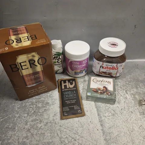 APPROXIMATELY 8 ASSORTED FOOD/DRINK PRODUCTS TO INCLUDE NUTELLA, GUYLIAN CHOCOLATES, COCONUT WATER ETC