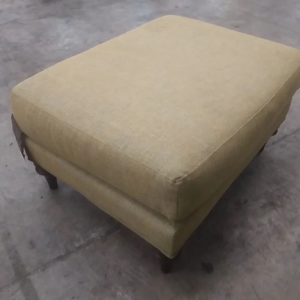 QUALITY BRITISH DESIGNER LOUNGE CO. FOOTSTOOL GREEN/YELLOW FABRIC 