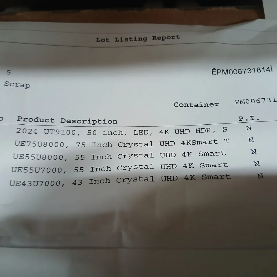 PALLET OF APPROXIMATELY FIVE DAMAGED TVS TO INCLUDE: