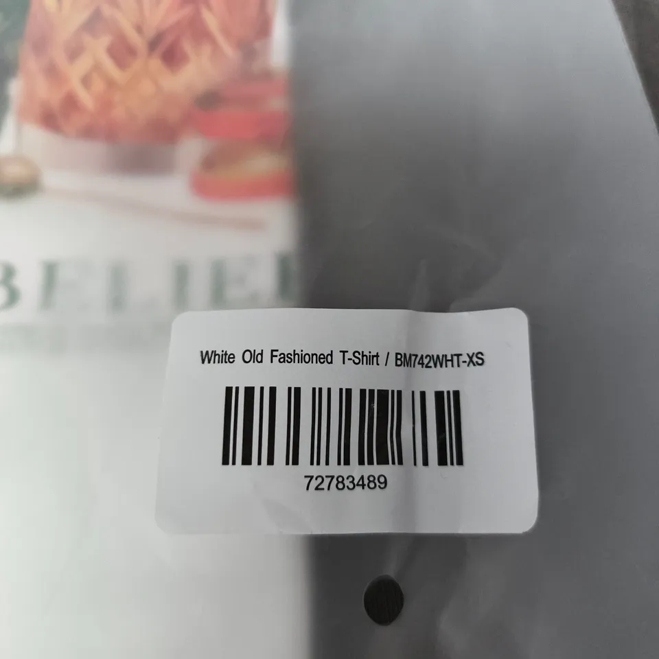 BELIER WHITE OLD FASHIONED T‑SHIRT – SIZE XS