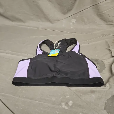 MOUNTAIN WAREHOUSE BEACH TAKE THE PLUNGE WOMENS BIKINI TOP IN BLACK/LAVENDER SIZE 16
